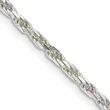 Sterling Silver 2.5mm Diamond-Cut Rope Chain Necklace 36" - White - View 6