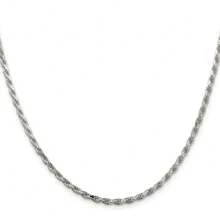 Sterling Silver 2.5mm Diamond-Cut Rope Chain Necklace 36" - White - View 3