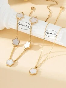 2pcs Fashionable Lucky Five-Leaf Clover Pendant Necklace Set For Women Valentines,Mom,Mother,Mother's Day,Gift