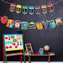 Willkommen Schulanfang Banner, Fahn Deko, Zieh Fahnen, Zieh Blumen, Kuchen Deko, Klassenzimmer Deko, Schulanfang, Schul Deko, Schulanfang Klassenzimmer Deko, Erster Schultag, Willkommen in der Schule, Fröhliches Schulanfang - mehrfarbig - Übersicht 7