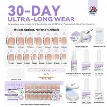 SAVILAND French Gel Nail Kit: Long-Lasting Extra Short Square Press On Nails For Women Thick & Perfect Nude French Gels Tips Chip-Free Sturdy-Fit Solid Nail Glue Gel U V/LED Lamp Nail Supplies - 短方形法式按壓指甲套件 - 查看 6