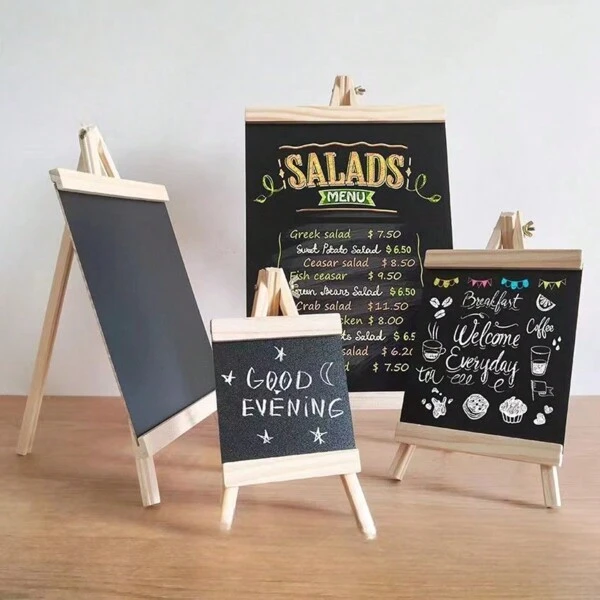 Wooden Easel Chalkboard For Home Office, Tea Shop, Restaurant, Creative Display Board, Bar, Supermarket Price Tag, Small Blackboard Frame And Easel, Perfect Gift For Christmas, New Year And Birthday Back To School