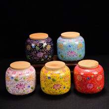 1 Piece Enamel Ceramic Tea Canister Coffee Can Candy Storage Jar Portable Sealed Teapot Purple Clay Travel Tea Box Back To School