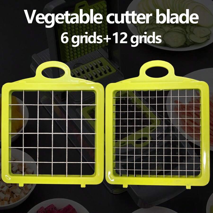 2 Piece Of Multi-Functional Vegetable Cutting Grille Replacement Blade, Suitable For Vegetable Cutting Machine With 6 * 6 Grid Blades And 12 * 12 Grid Blades, Vegetable And Fruit Cutting Accessories, Household Multi-Functional Onion Cutting Machine Accessories, Multi-Functional Fruit Cutting Machine Blades, Commercial Vegetable Chopper Blades, Commercial Vegetable And Fruit Chopper Blades (Without A Vegetable Cutter) - Green - View 1