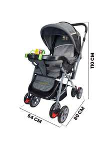 Carriola Reversible con Charola 3 Posiciones de Reclinado Toldo Plegable - Gris - Ver 4