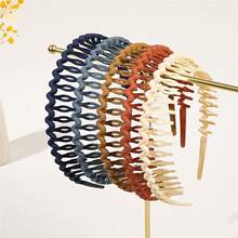 1pc Women Muted Color Wavy Textured Simple French Headband For Daily Use - Multicolor - View 3