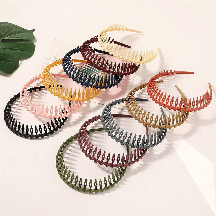 1pc Women Muted Color Wavy Textured Simple French Headband For Daily Use - Multicolor - View 1