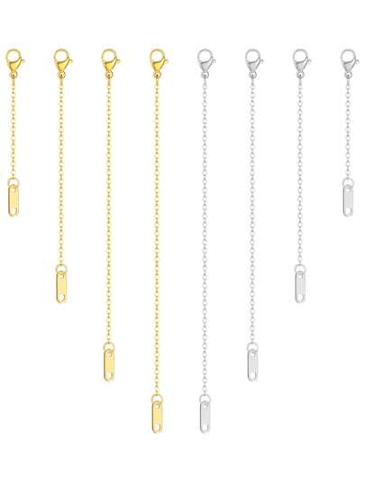 Necklace Extenders, Gold And Silver Plated Stainless Steel Necklace Extenders For Necklaces, 2",3", 4", 5" Delicate Necklace Extender Chain Set For Women Jewelry Making
