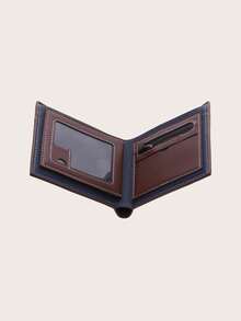 1pc Men's Slim PU Leather Short Wallet Money Clip Multi-Card Card Holder Purse Stitching Horizontal Wallet Coin Purse Gift For Men - Multicolor - View 9