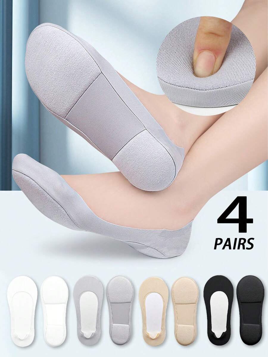 4 paia di calzini da donna dal fondo morbido e ammortizzato, traspiranti e invisibili, adatti a qualsiasi tipo di scarpa, per l'estate