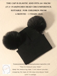 1 pieza Gorro de punto con doble bola para recién nacidos, gorros de niños, gorro de punto de invierno cálido para bebés - 1PC - Ver 3