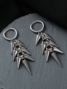 1pair Y2k Gothic Hottie Stainless Steel Rivets Hoop Earrings Women Hip Hop Punk Teeth Heart Bow Star Dangle Earrings Party Jewelry - 耳環 - 查看 5