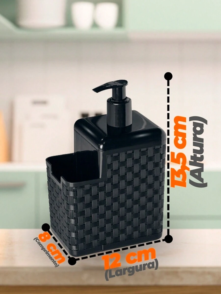 水槽垃圾桶套件 5 升 + 液体肥皂洗涤剂架 + 水槽轮厨房套件 3 件套耐用豪华,厨房,浴室,家居,家居用品供应商 - 500ml分配器 - 查看 1