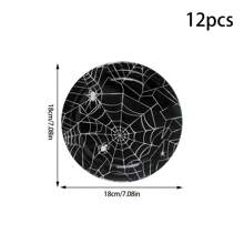 Đồ trang trí Halloween Bộ đồ ăn Mạng nhện đen Bộ đồ ăn 2 CÁI Đĩa 7 inch 12 CÁI Đĩa 9 inch 12 CÁI Cốc 24 CÁI Khăn giấy 1 cái Khăn trải bàn cho Halloween Trang trí tiệc sinh nhật, Giáng sinh - màu đen - Xem 11