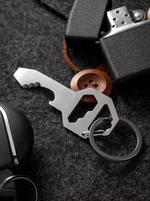 Street 1pc Men's Multi-Functional Stainless Steel Bottle Opener Keychain Car Accessories Bag Charm School Cute Goth Y2k Bag Lanyards With Id Holder Car Accessories Bag Charms - Black - View 4