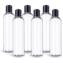 200ml Transparent Plastic Empty Bottle With Black Disc Cap, Squeezable Refillable Container For Shampoo, Lotion, Cream - Multicolor - View 1