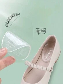 2pcs Unisex Transparent Heart-Shaped Shock Absorbing Non-Slip Half-Size Insoles, Comfortable Inserts For Flats, High Heels, Sandals, Casual Shoes - Clear - View 4