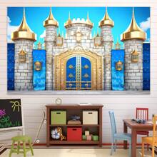 1 件皇家王子生日快乐派对背景横幅，82.7 * 59.1/59.1 * 39.4/39.4 * 29.5 英寸中世纪城堡生日装饰背景适用于生日派对、蛋糕桌横幅、拍照亭、蛋糕桌横幅派对背景装饰道具用品礼物 - 彩色 - 查看 4