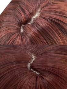 1-Piece Synthetic Heat Resistant Straight Hair With Bangs Wig Red 14  Inch Fully Machine Woven Daily Natural Realistic Wig