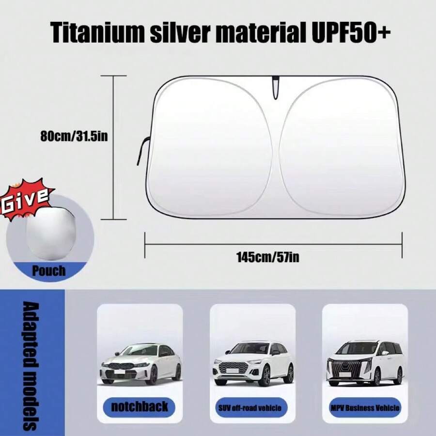 Car Front Windshield Sunshade, Double Layer, Sunblock, Car Window Sun Shade For Heat Insulation