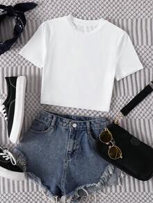 Customized Christmas Shirts, Design Your Own Printed T-Shirts - Add Your Own Photos/Text (Family Photos/Selfies/Slogans) For Thanksgiving, Carnival, Christmas Personalized Crop Top Shirts, Y2K Midriff Shirts, Logo|Business|Wedding Gift|Party Wear|Birthday Gift|Halloween Costume|Christmas - White - View 2