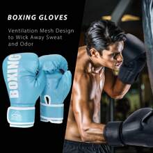 1双PU青年男女拳击手套专业训练拳击手套成人男女沙袋护具手套跆拳道拳击沙袋训练拳击手套比赛手套 - BOXING天藍 - 查看 3