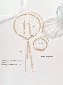 4pcs/Set Bridal Zirconia Jewelry Set - Necklace, Earrings, Bracelet Sparkling & Elegant Tassel Jewelry Set, Suitable For Wedding Party Accessories