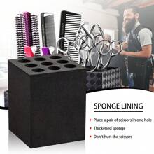 6格专业美发沙龙剪刀收纳盒，剪刀架，美发工具整理盒，可拆卸内衬，防滑底部（黑色、白色），美发造型工具、美发产品及配件，适用于沙龙、美容、旅行、返校、度假、女士发饰、梳子、美发用品 - 彩色 - 查看 5