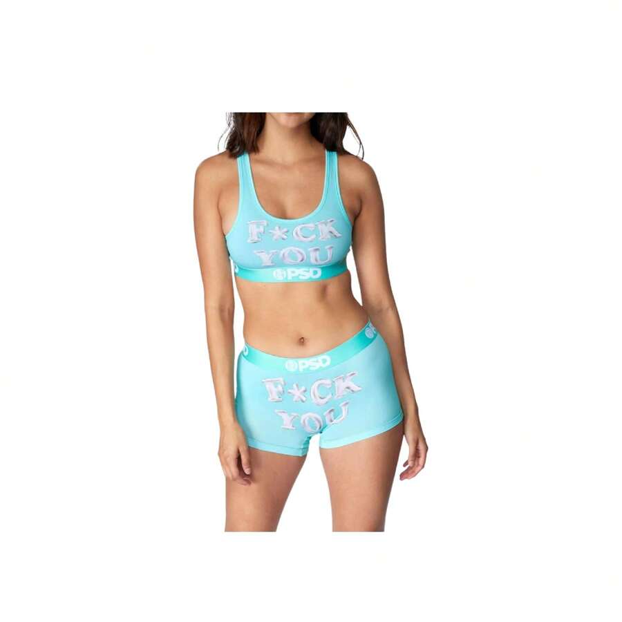 F U Balloons Teal Women's Sports Bra 3224T1030 - màu xanh lá - Xem 1