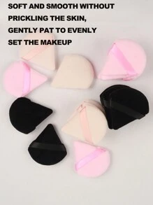 50piezas/30piezas/20piezas/10piezas/5piezas Esponjas de maquillaje triangulares con acabado aterciopelado, adecuadas para fijar el maquillaje, textura suave y esponjosa, aplicables para polvos faciales y corporales, set mixto de herramientas de belleza para maquillaje (color aleatorio) - Multicolor - Ver 9