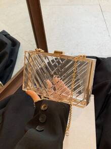 Clear Acrylic Box Bag, Popular Dinner Bag, Crossbody Chain, Small Square Bag, Fashionable Shoulder Bag For Women