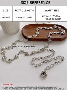 1件女士银色金属腰链，适合夏季连衣裙、西装外套，精致腰带，时尚链条设计，波西米亚风，适合万圣节、夏季、秋季、上学、万圣节等场合。 - 銀色 - 查看 2