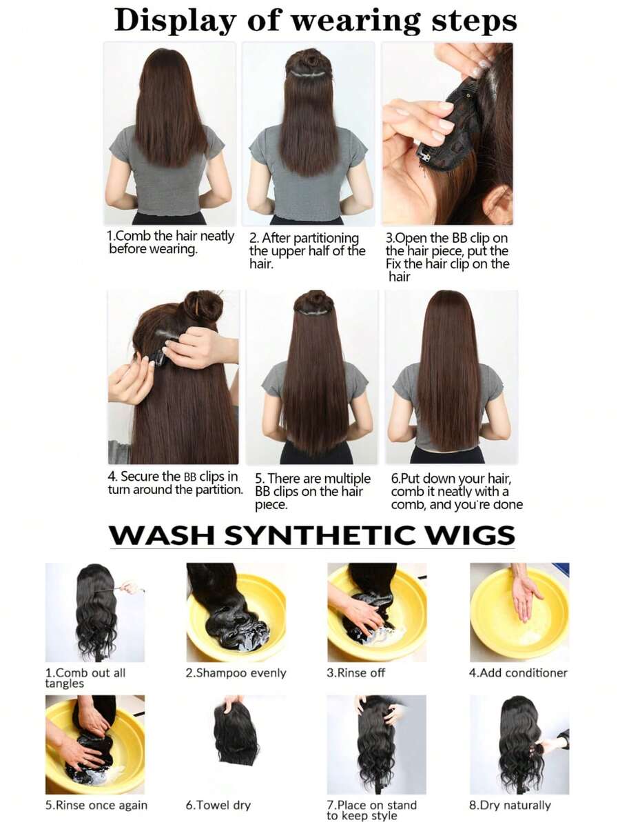 7Pcs Long Straight Clip In Hair Extensions For Women Full Head