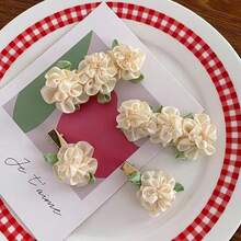 2pcs Handmade Jasmine Flower Hair Clips Side-Swept Bangs & Hair Accessory - Multicolor - View 4