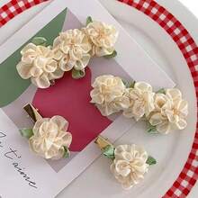 2pcs Handmade Jasmine Flower Hair Clips Side-Swept Bangs & Hair Accessory - Multicolor - View 6