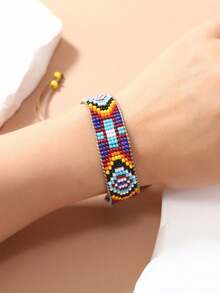 1 Stück handgefertigtes Armband im Boho-Stil mit bunten Perlen, elegantes Accessoire für Damen, ideales Geschenk für Liebe, geeignet für Alltag, Büro und Feste - Handgewebtes Armband - Übersicht 10