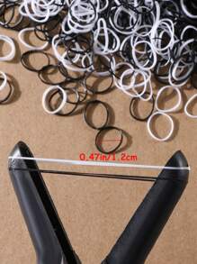 1500 件迷你尺寸（直径 0.47 英寸）一次性橡胶发带、马尾辫夹、女孩日常使用的发饰，黑色和白色 - 黑與白 - 查看 4