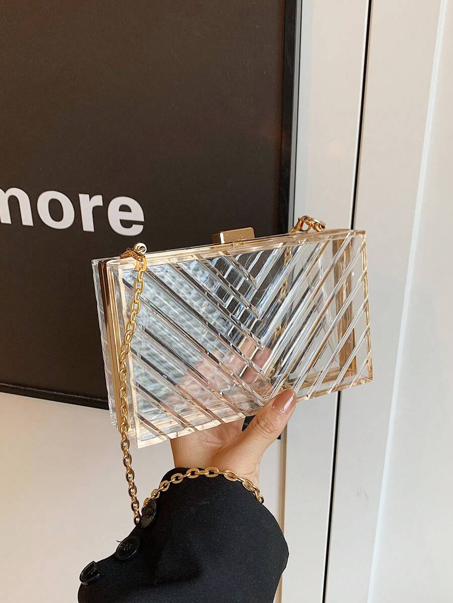 Clear Acrylic Box Bag, Popular Dinner Bag, Crossbody Chain, Small Square Bag, Fashionable Shoulder Bag For Women