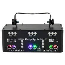DJ-discolicht feestlamp met laser en LED, 21 LED RGB-licht, geluidsregeling, stroboscoop, zelfrijdende en DMX-effectspot voor feest, familiereünie, bar, nachtclub, KTV liveshow, verjaardag
