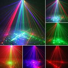 DJ-discolicht feestlamp met laser en LED, 21 LED RGB-licht, geluidsregeling, stroboscoop, zelfrijdende en DMX-effectspot voor feest, familiereünie, bar, nachtclub, KTV liveshow, verjaardag