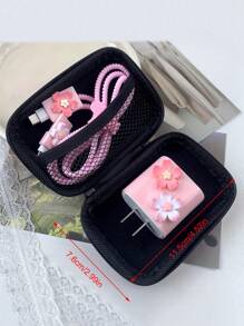 Compatible With Iphone 20W Fast Charging Data Cable Protection Case, Data Cable Storage Protection Set, EVA Headphone Data Cable Charger, USB Flash Drive, SD Card Storage Bag, Headphone Storage Box, Zipper Bag Cable Organizer