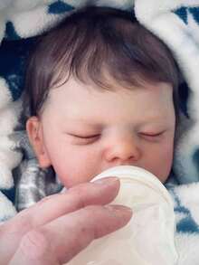 逼真的 45 厘米睡眠重生娃娃，具有 3D 绘画皮肤和可见血管，18 英寸活体柔软硅胶新生婴儿可爱睡前玩具生日礼物（部分零件随机） - 灰色 - 查看 7