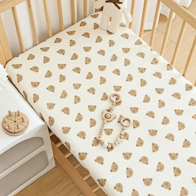 1 pièce Ensemble de literie de berceau pour bébé, drap-housse respirant unisexe pour berceau de bébé, lit de tout-petit