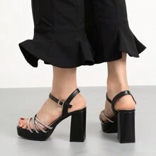 Women Heeled Sandals - Black - View 4