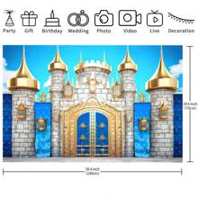 1 件皇家王子生日快乐派对背景横幅，82.7 * 59.1/59.1 * 39.4/39.4 * 29.5 英寸中世纪城堡生日装饰背景适用于生日派对、蛋糕桌横幅、拍照亭、蛋糕桌横幅派对背景装饰道具用品礼物 - 彩色 - 查看 7