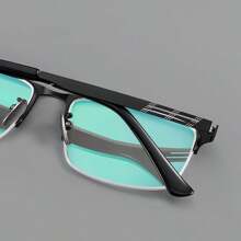 Ultra-Light & Thin Men's Business Pure Titanium Half-Rim Eyeglasses Frames - Gunmetal - View 3