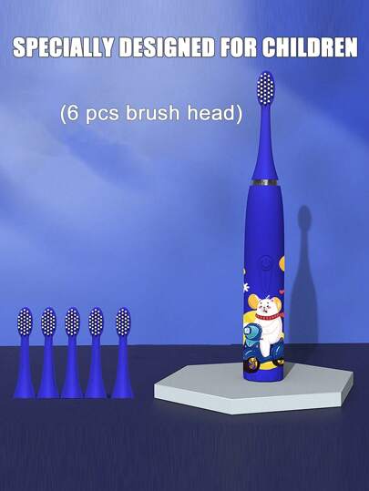 1pc Electric Toothbrush With 6pcs Replacement Brush Heads