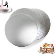 10 piezas de Bases para pastel, bases de plata para repostería, base para pastel resistente a la grasa - Base gruesa para pasteles para suministros de decoración de pasteles de bodas/cumpleaños, Accesorios para platos de pizza/cake - plata - Ver 4