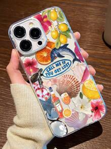 1pc Summer Vibe Shell Pattern TPU Phone Case Compatible With IPhone - Multicolor - View 1