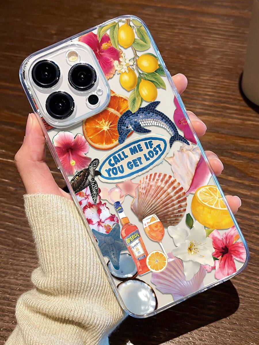 1pc Summer Vibe Shell Pattern TPU Phone Case Compatible With IPhone - Multicolor - View 1
